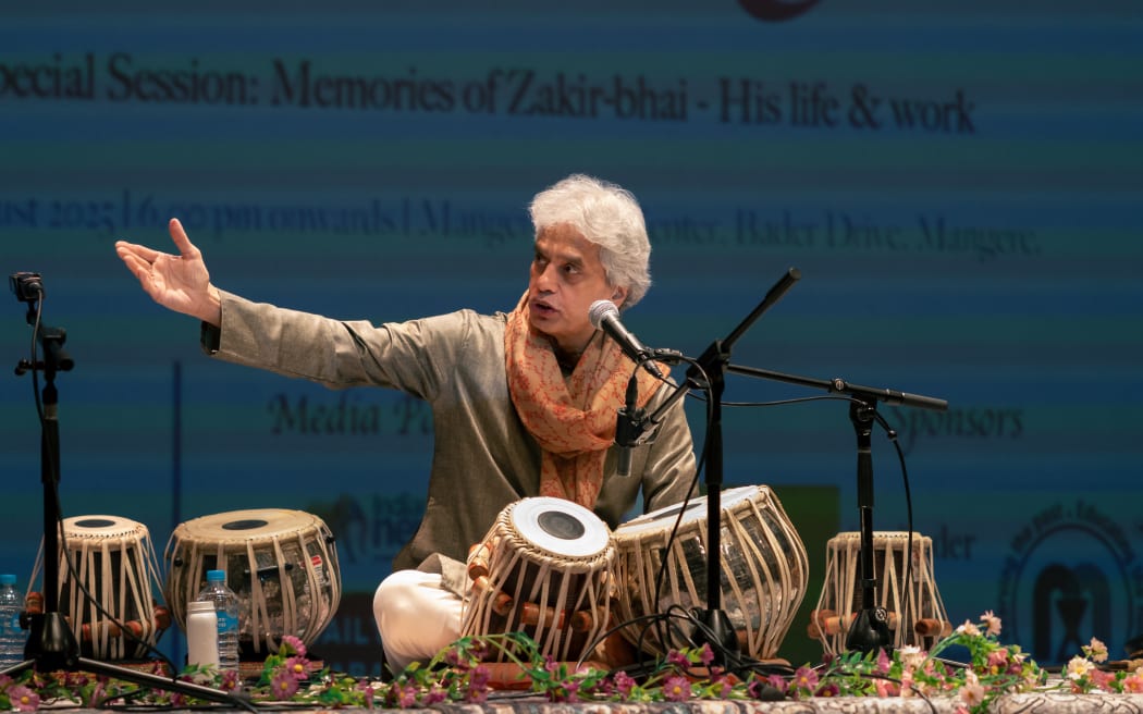 Fazal Qureshi renowed tabla player from India performing at Zakir Hussain tribute concert in Auckland on 2 August, 2025