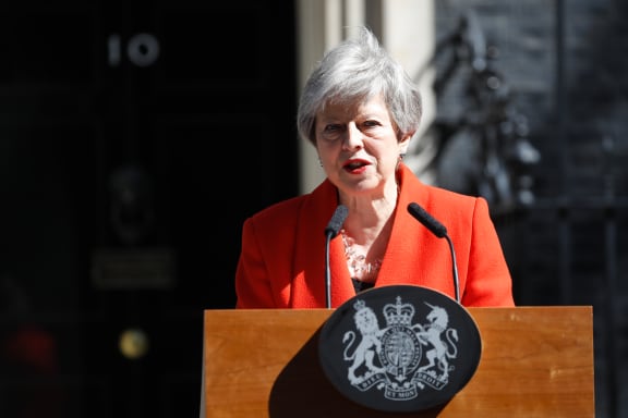 Britain's Prime Minister Theresa May announces her resignation outside 10 Downing street in central London on May 24, 2019.