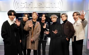 K-pop boy band BTS visit the SiriusXM Studios on February 21, 2020 in New York City.