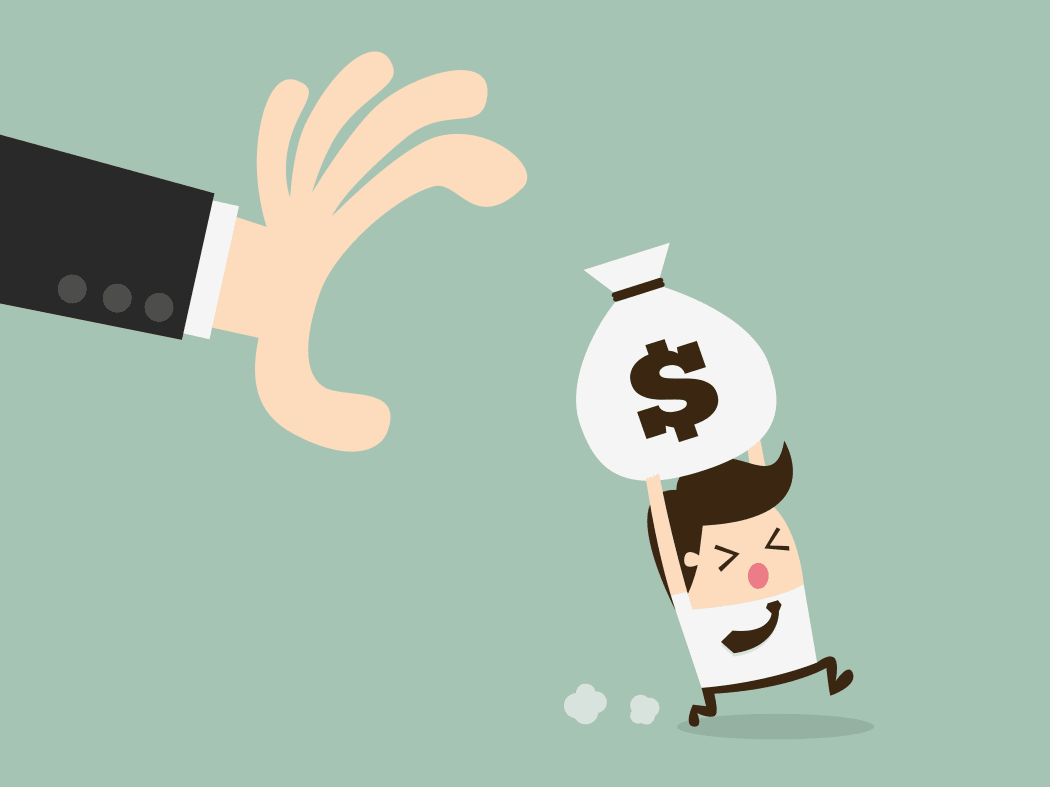 hand grabbing money bag