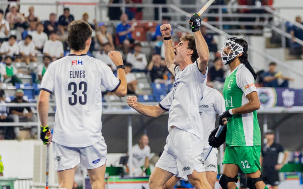 Kuala Lumpur - FIH Hockey Men's Nations Cup Malaysia 2024-25

20 Pakistan vs New Zealand (Final)

Picture: Team New Zealand celebrates after scoring the team’s goal 

COPYRIGHT WORLDSPORTPICS 
JASOON KOONG / PHOTOSPORT