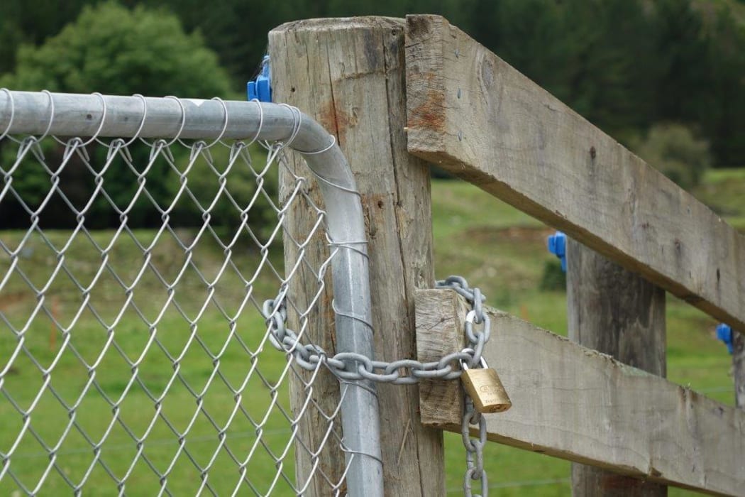 Farm gate chained and padlocked