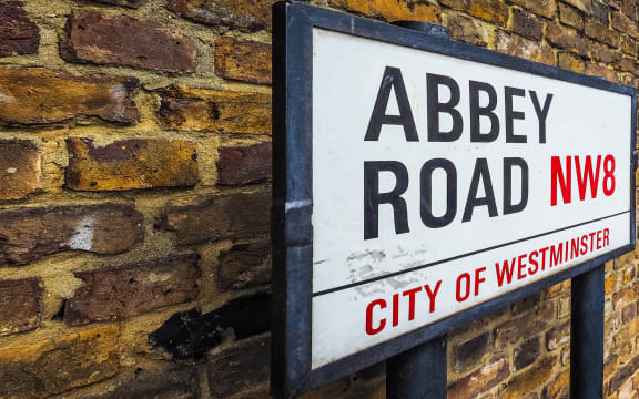 Abbey Road street sign made famous by the 1969 Beatles album.
