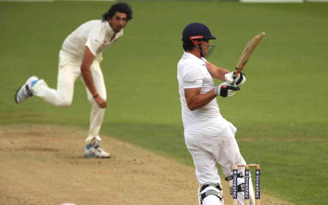 Alastair Cook batting against India at The Oval 2014.