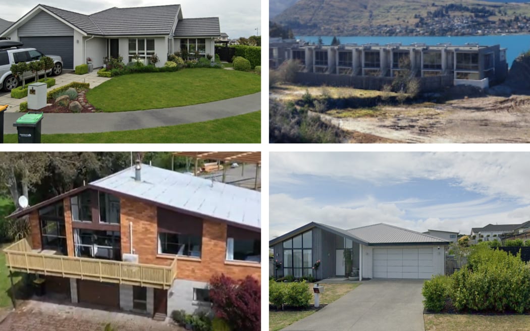 Top left - 2 Edie Street, Wigram, top right - Panorama Terrace, Queenstown, bottom left - 173A Talbot Street, Gore, bottom right - 11 Kibblewhite Avenue, Hamilton