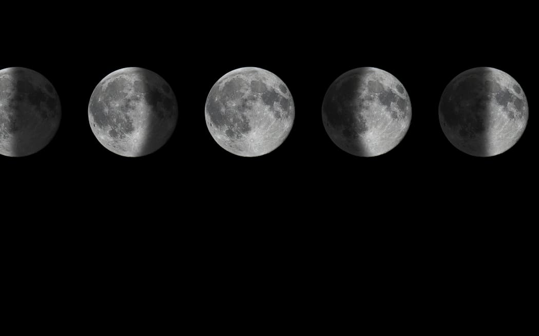 Phases of the Moon. A Lunar cycle.