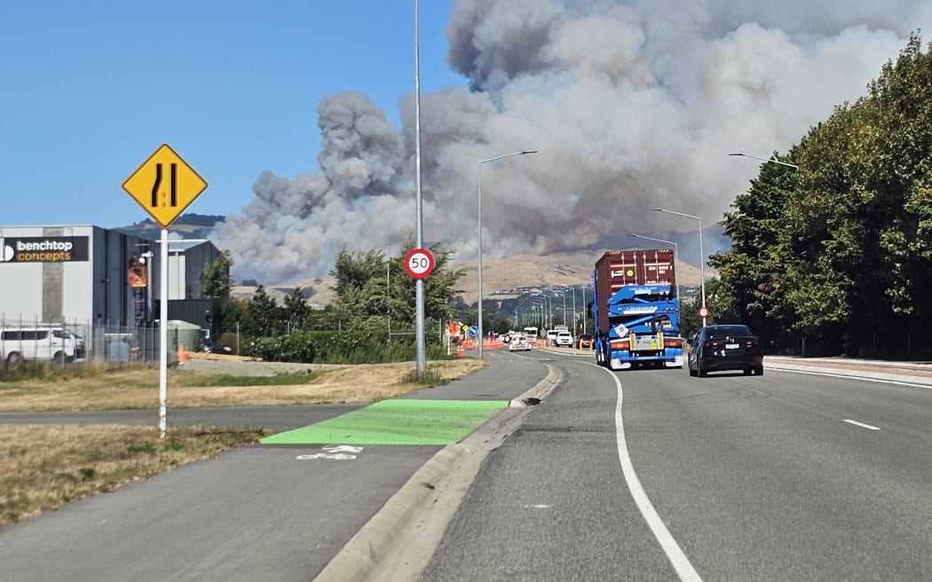 Fire in the Port Hills on 14 February 2024.