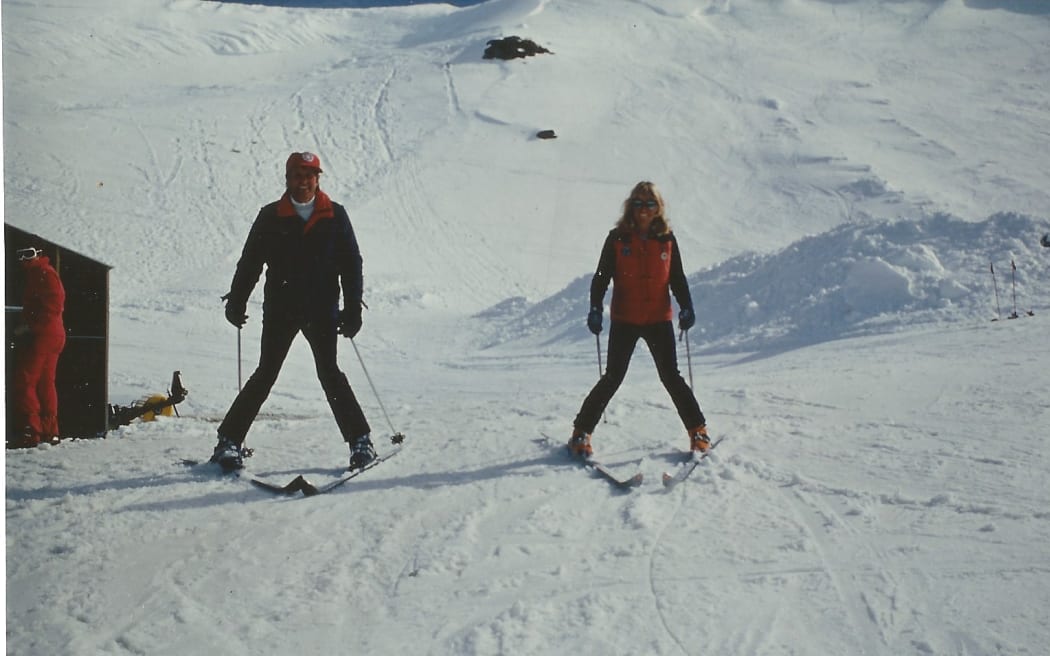 John Lee (left) hitting the slopes