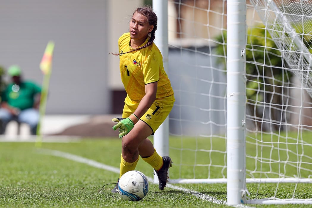 Samoa goalkeeper Repeka Asofa Salele was kept busy against New Zealand.