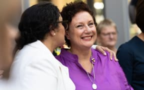 Kathleen Folbigg (right) with her lawyer Rhanee Rego in 2023, when her convictions were quashed.