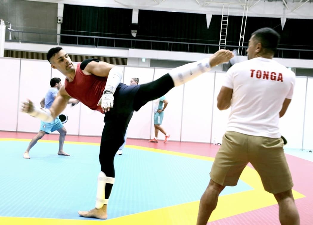 Pita Taufatofua in training.