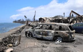 Aftermath of Lahaina following wildfires, August 10.