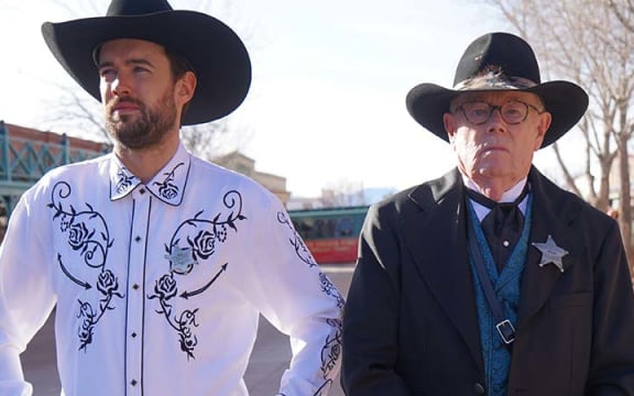 Jack and Michael Whitehall in the Netflix series, Travels with my Father.