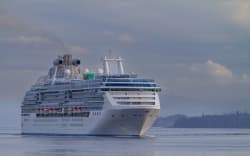 A view of the commercial cruise ship Island Princess operating in Southeast Alaska, Pacific Ocean, United States of America, North America (Photo by Michael Nolan / Robert Harding RF / robertharding via AFP)