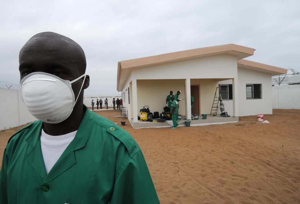 A isolation centre set up at the airport in Abidjan, Ivory Coast, after the country banned flights from countries hit by Ebola.