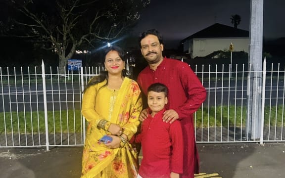 Sanjay Veerwal with his wife Neha Bhati and son Joy.