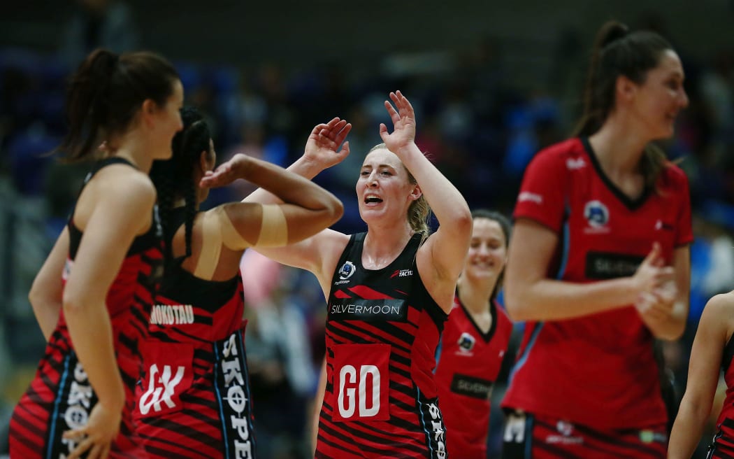Canterbury Tactix celebrate a win.