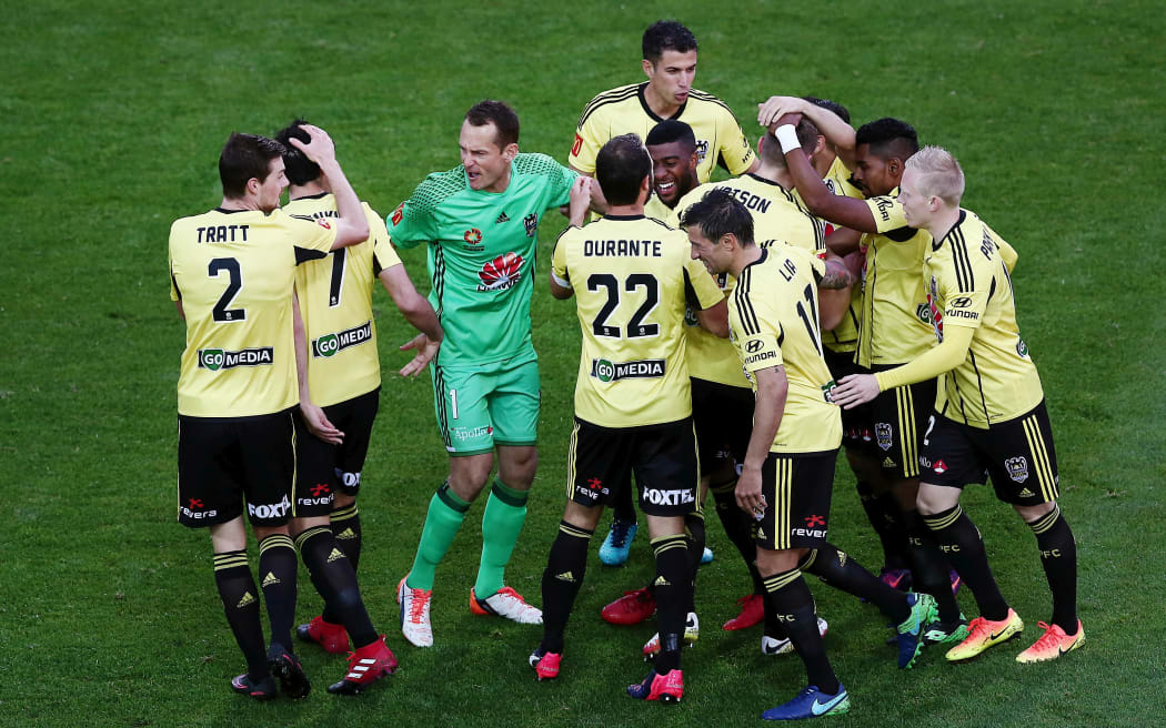 The Wellington Pheonix celebrate a goal