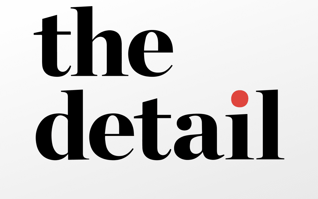 Test reads "the detail" where the dot on the "I" is highlighted. In one corner is the RNZ tohu and in another corner is the Newsroom logo.