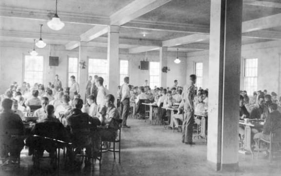 Boys in cafeteria at the School for Boys in Marianna, Florida.