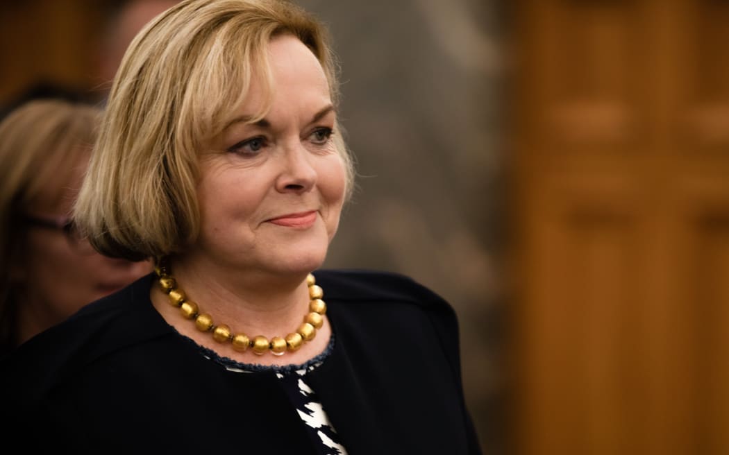 National Party leader Judith Collins following the emergency caucus meeting on 14 July.