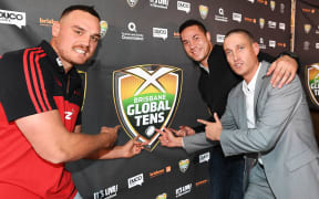 Israel Dagg Joseph Parker and Duco founder David Higgins at the Tens announcement.
