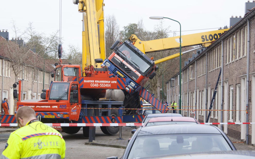 A picture taken on 13 December 2014 (local time) in IJsselstein shows the crane crash.