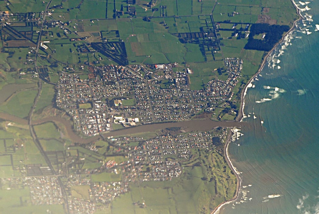 An aerial view of Taranaki town Waitara