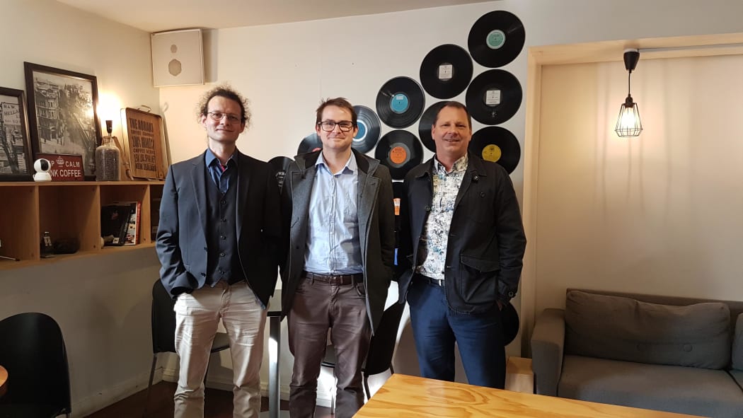 Dr Andreas Kempa-Liehr who helped develop the seismic alert system, Dr David Dempsey, and Professor Shane Cronin.