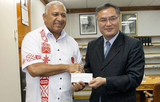 Fiji PM Frank Bainimarama and Chinese Ambassador, Zhang Ping