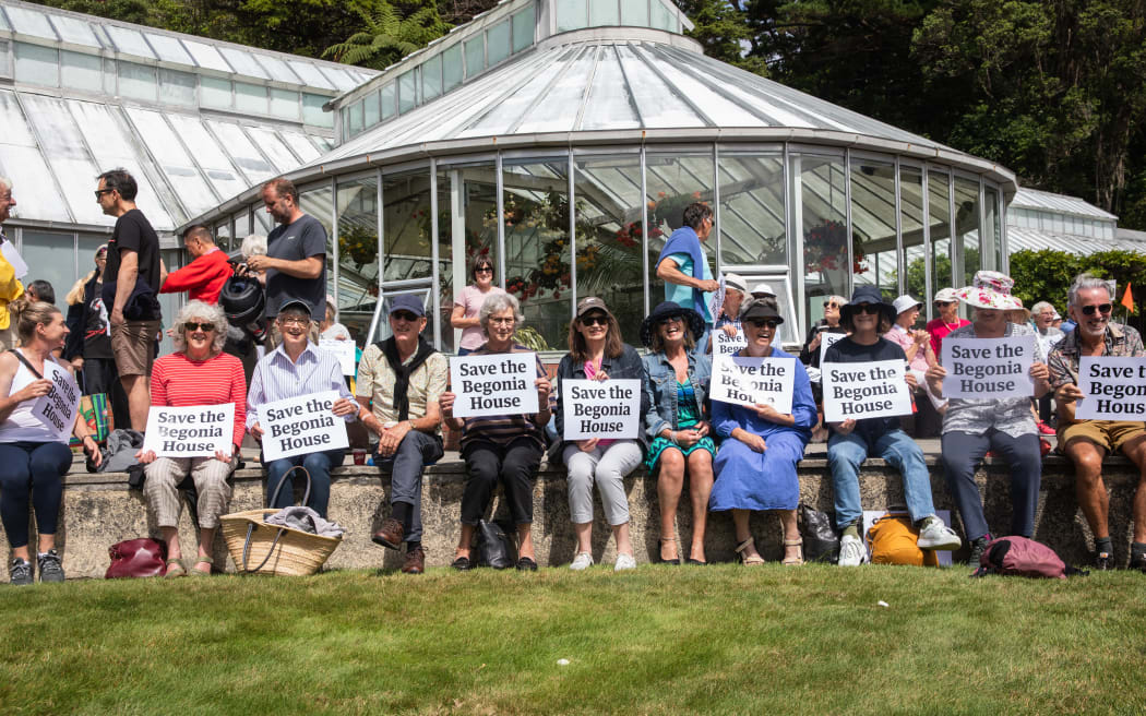 People at a sit-in at Begonia House.