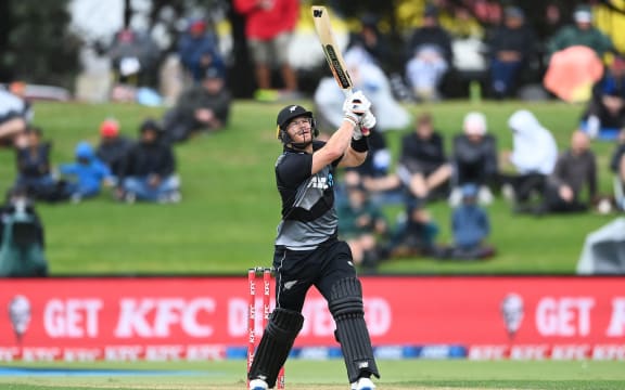 Glenn Phillips plays a shot during the New Zealand Black Caps v West Indies match. Twenty20 international cricket. Bay Oval, Mount Maunganui, New Zealand. Sunday 29 November 2020 © Copyright Photo: Andrew Cornaga / www.photosport.nz
