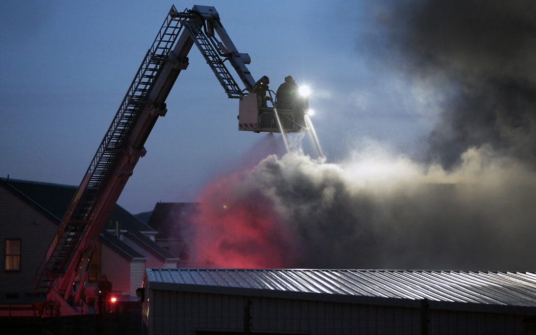 Fire crews at the Kiwi Self Storage facility.