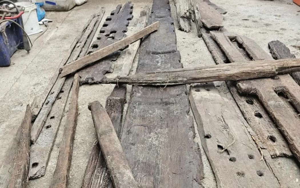 Pieces of an ancient waka recovered on Rēkohu Chatham Islands