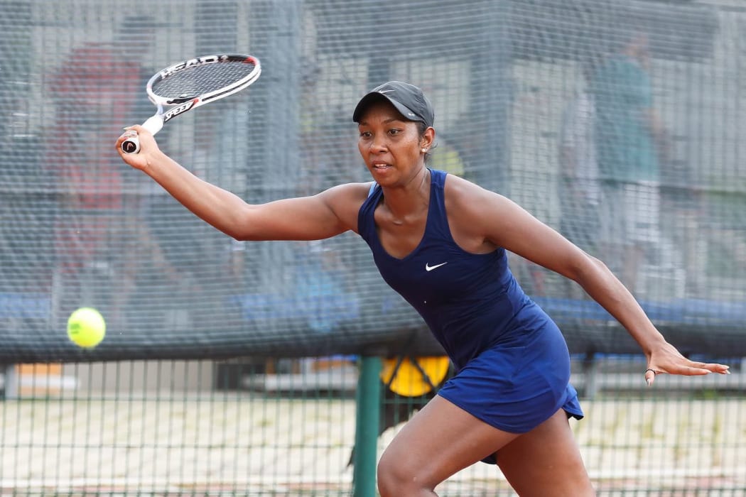 Abigail Tere-Apisah in action during the US$25,000 ITF event in Singapore.