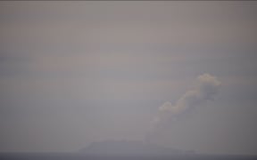 A screen shot of steam rising from Whakaari/White Island on 30 October 2025.