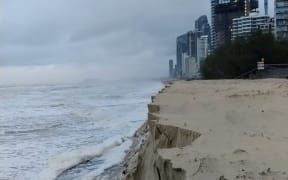 Erosion has left metres-high escarpments at Surfers Paradise.