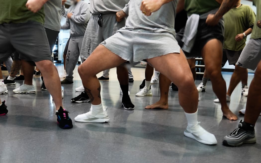 Prisoners taking part in the Pūwhakamua scheme perform a haka