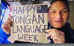 Valerie Adams celebrating Tongan Language Week 2021 with Nga Iwi School in Māngere.