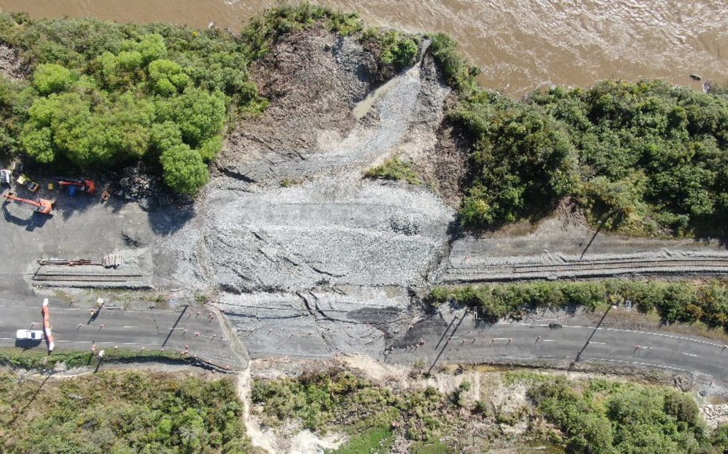 Landslide at Omoto on the West Coast SH7