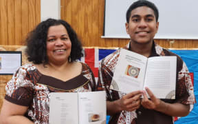 Shelly Rao (L) and her son Sakaraia Nasau both wrote stories in the book.