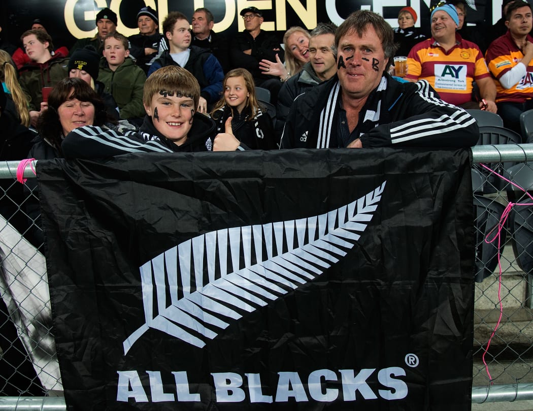 All Black fans at Dunedin's Forsyth Barr Stadium during the second test against England.