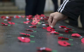 Members of the public laid poppies on the Tomb of the Unknown Warrior following the Wellington dawn service