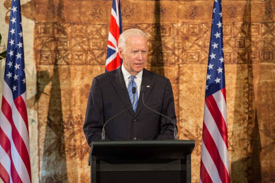 US Vice President Joe Biden speaking at Government House. 21 July 2016.