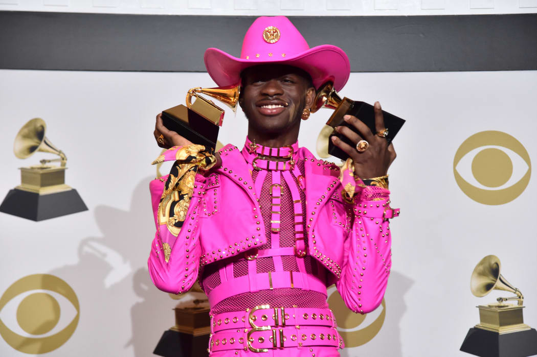 LOS ANGELES, CALIFORNIA - JANUARY 26: Lil Nas X, winner of Best Pop Duo/Group Performance for "Old Town Road" and Best Music Video for "Old Town Road (Official Movie)", poses in the press room during the 62nd Annual GRAMMY Awards at STAPLES Center on January 26, 2020 in Los Angeles, California.