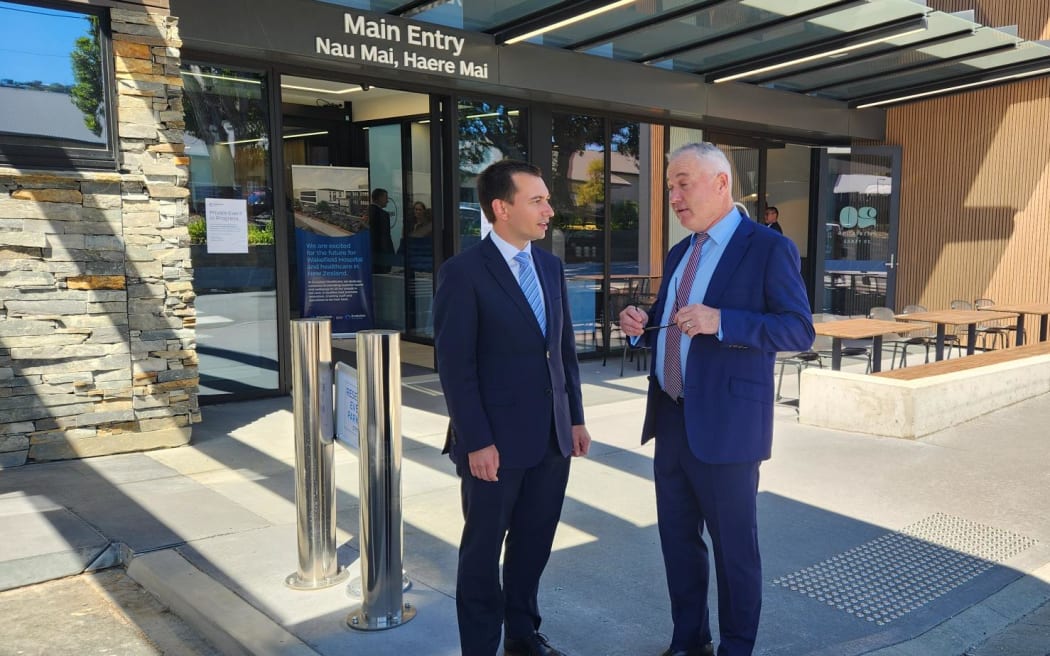 Evolution Healthcare CEO Simon Keating (right) - pictured here welcoming Health Minister Simeon Brown to the Wakefield redevelopment