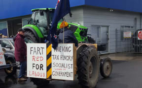 Farmers protest in Morrinsville about what they see as continued attacks on rural New Zealand.