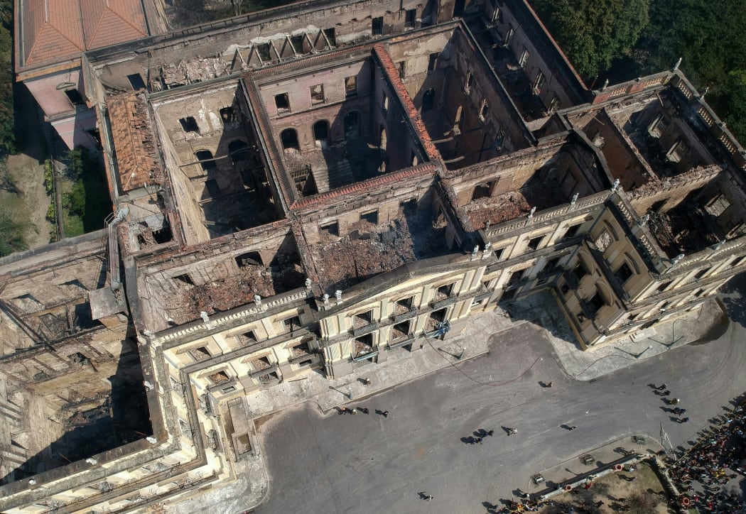 Rio de Janeiro's treasured National Museum, one of Brazil's oldest, a day after a massive fire ripped through the building.
