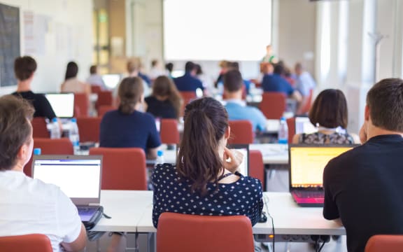 Students at a university workshop.