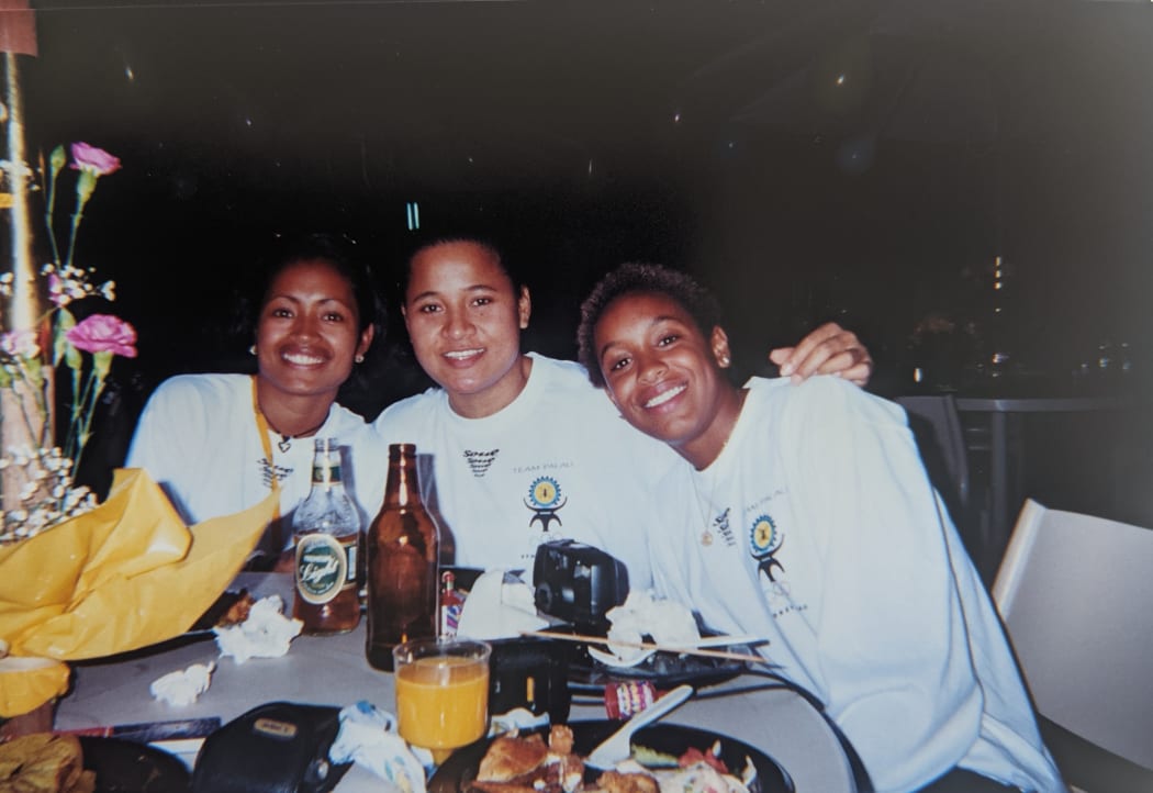 Palau's female Olympians in Sydney: Peoria Koshiba (Track & Field), the late Valerie Pedro (Weightlifting), and Nicole Hayes (Swimming).